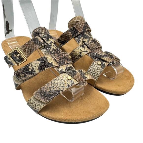 VIONIC Radia Orthotic Wedge Adjustable 3 Strap Snakeskin Embossed Sandals - Picture 8 of 11